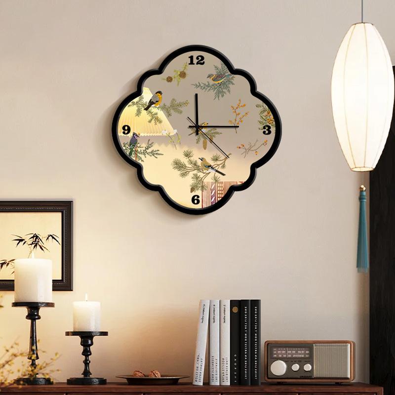 Medieval Modern Ins Wall Clock Nordic American Bedroom Bedside Living Room Japanese Retro Simple Decorative Painting Clock