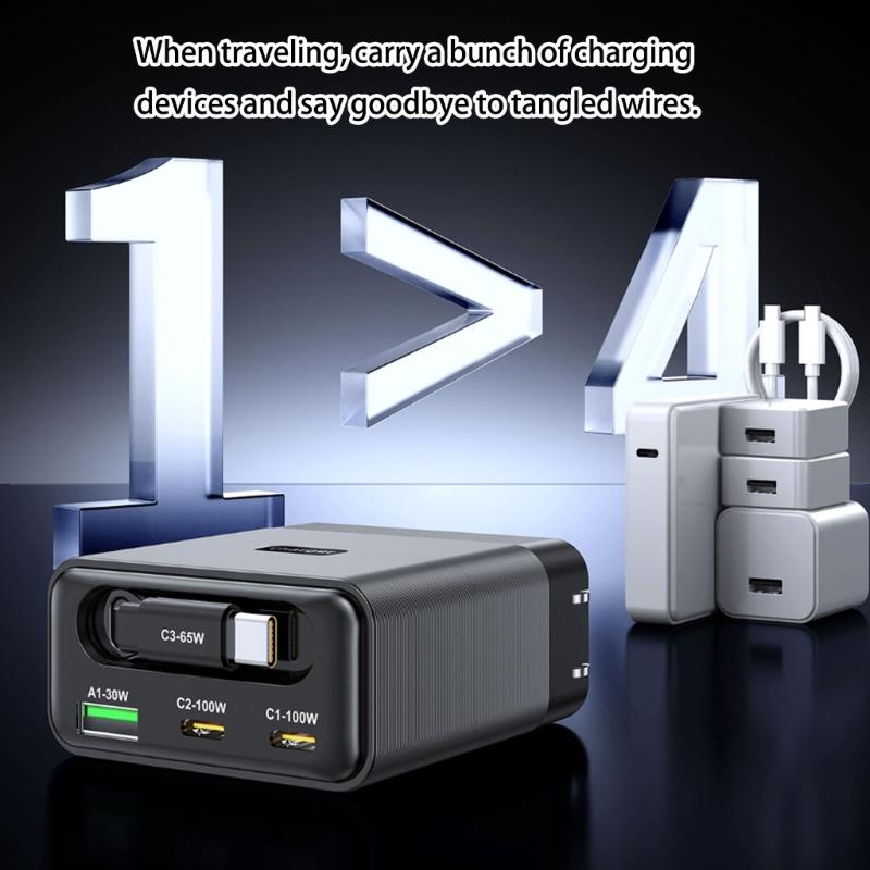 100W Wall Charger Charging Block Including Flexible USB C Cord And 3 Outputs Universal Power Supply Lightweighted