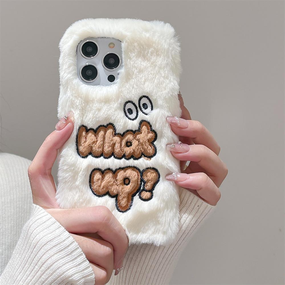 Plush Street Style Cartoon Eye Fashion Soft Phone Case for iPhone 17 Pro Max 16 15 14 13 Pro Cute Girly Fuzzy Protective Cover