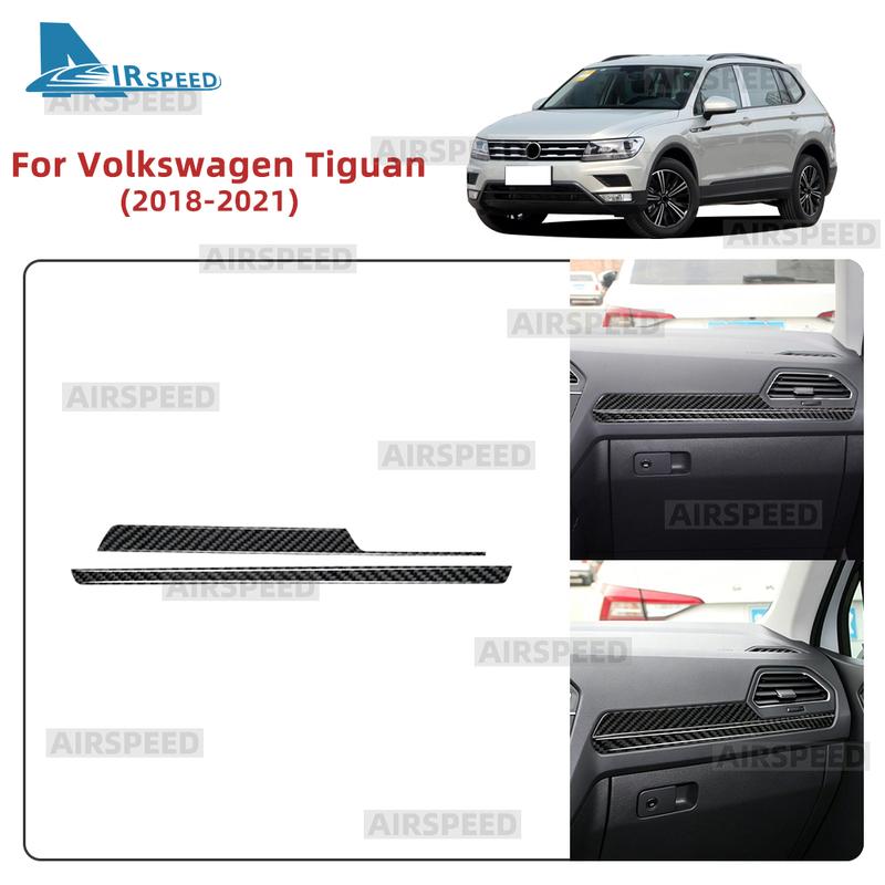 For Volkswagen Tiguan A2 AD1/AX1 2018 2019 2020 2021 Real Soft Carbon Fiber Sticker LHD RHD Car Passenger Side Trim Strip.