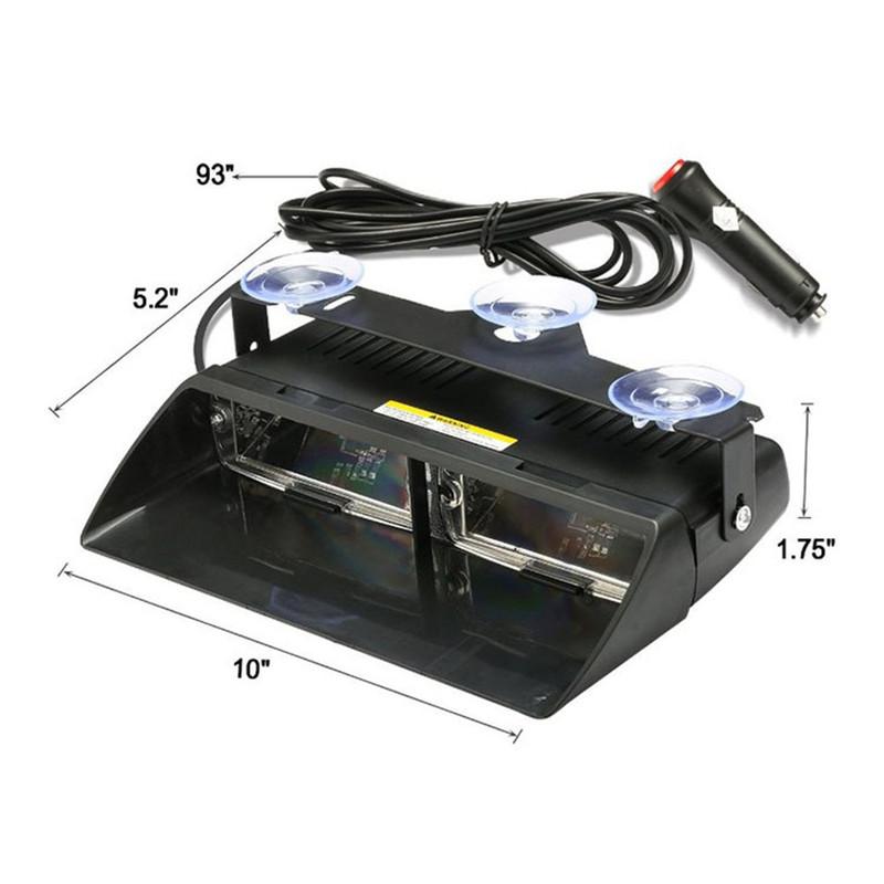 16 LED Windshield Dash Strobe Light Bar Car Truck Warning Flash Lamp Police Lights 12V Emergency Signal Lamp Flash Lighting