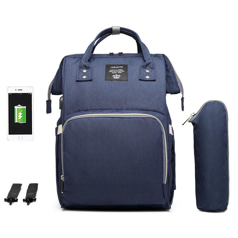 LEQUEEN Lightweight Multifunctional USB Charging Diaper Backpack for Moms