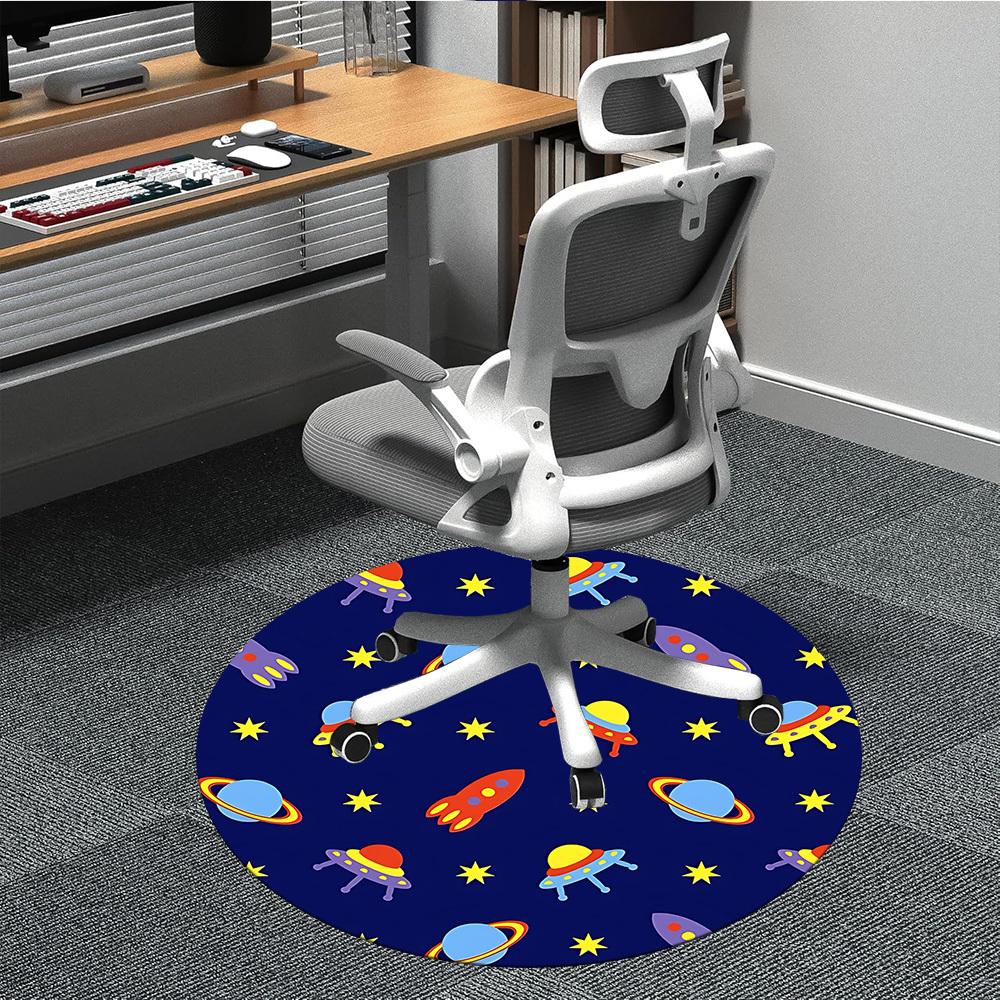 1pc Space Adventure Office Round Area Rug, Under Office Chairs Bedroom Living Room Home Decor, Room Deco, Available in Various Sizes