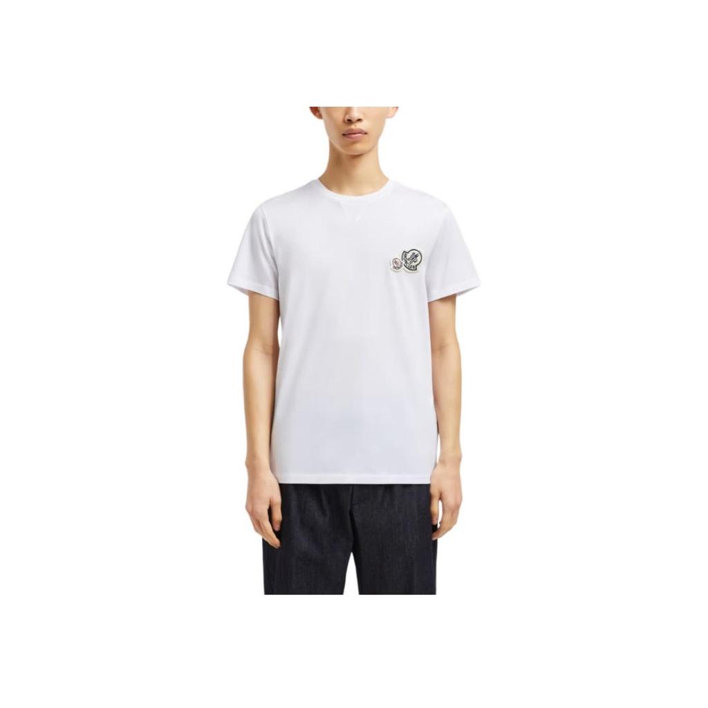 Moncler T-shirt Casual con Logo Etichetta SS23 Manica Corta Girocollo Uomo Top Bianco I10918C000588390Y001