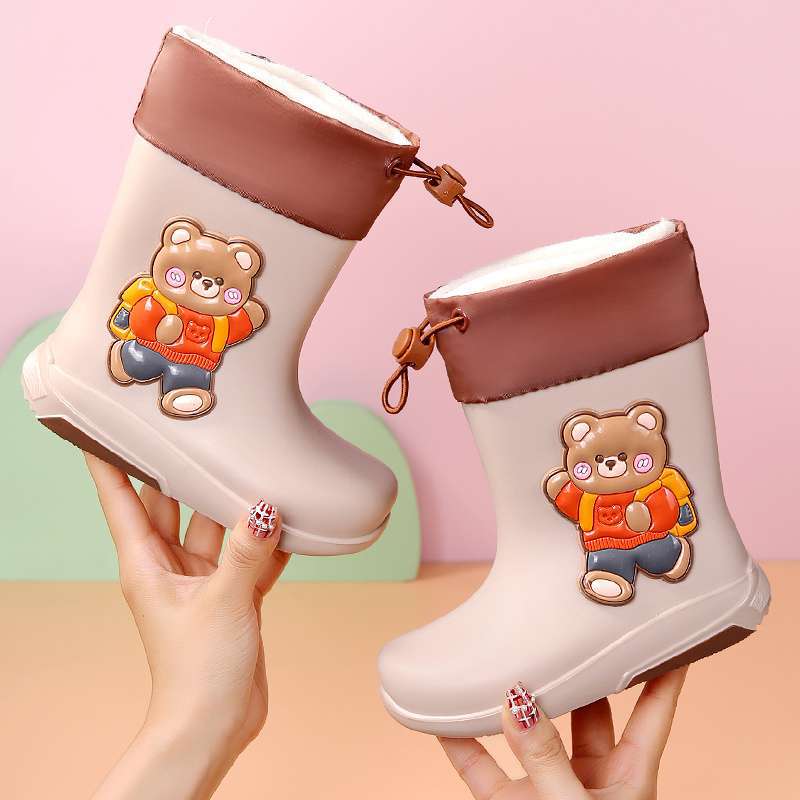 Kindergarten baby water shoes non-slip waterproof boots primary school students environmental protection rain shoes cotton cover removable boys and g