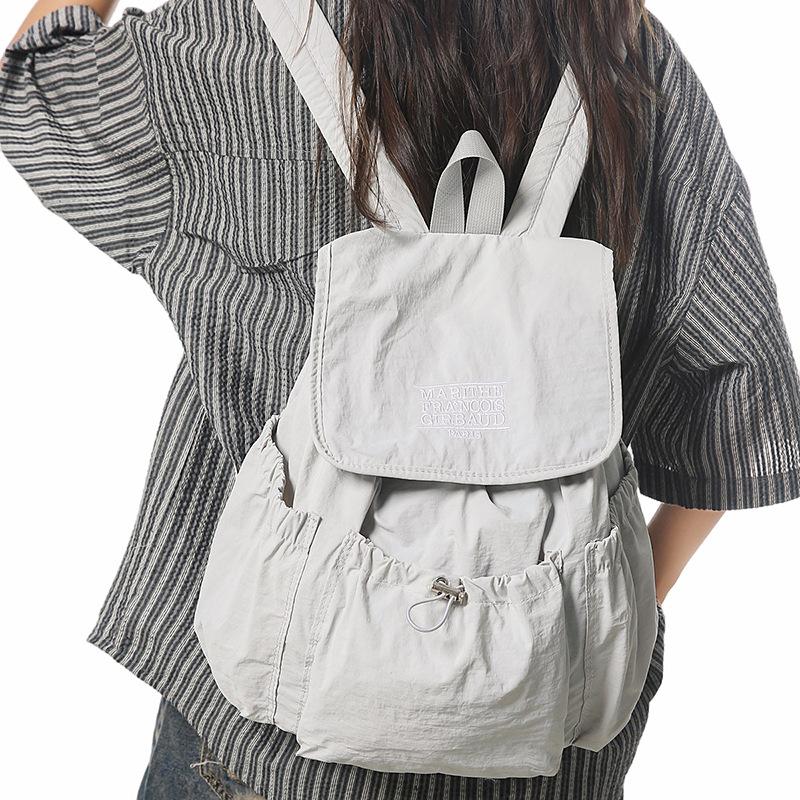 Niche Design Nylon Drawstring Backpack Women'S Large Capacity Leisure Lightweight Student Backpack Sports Mountaineering Bag