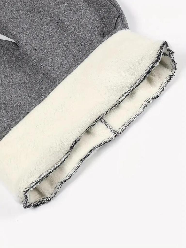 Plus Size Fleece-Lined High Waist Lamb Wool Leggings - Warm Elastic Women's Outerwear Pants