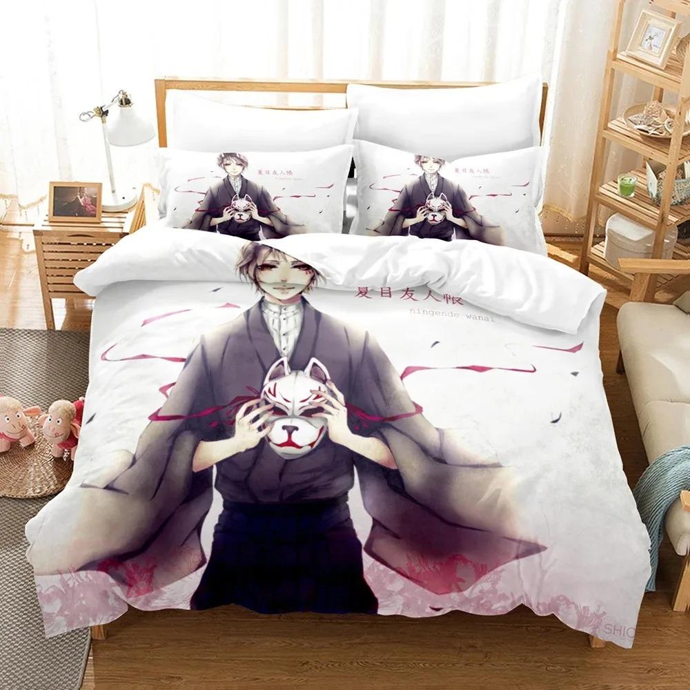 Natsume's Book of Friends Anime 3D Duvet Cover Bedding Set Polyester Pillowcases Quilt Cover Home Decor Gift Twin King