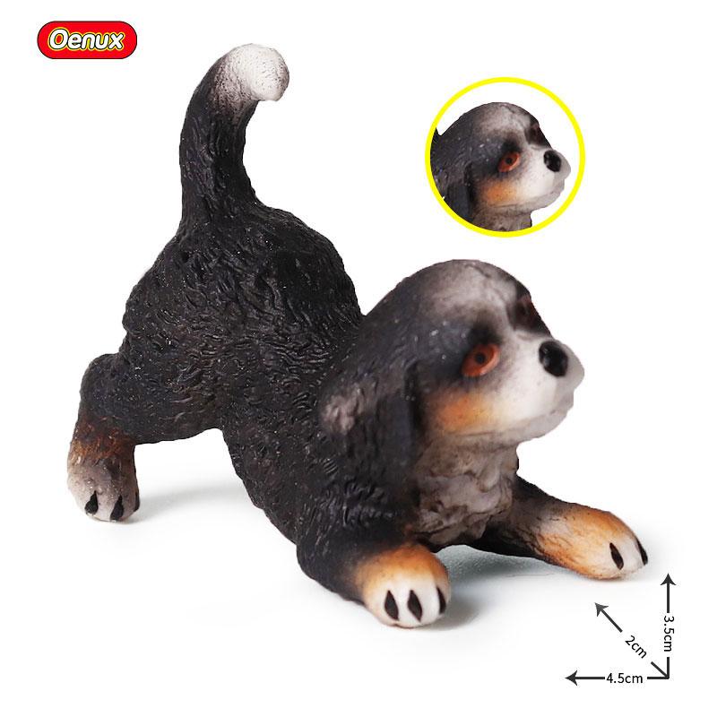 Oenux New Farm Dogs Pet Figurines Rottweiler Collie Huskie Bulldog Schnauzer Model Action Figures Cute Home Decoration Kids Toy