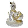 Makhan Krishna Silver Plated Matte Finish Idol | Home Decor | Makhan Chor Idol | Laddu Gopal for Gifting | Krishna Statue