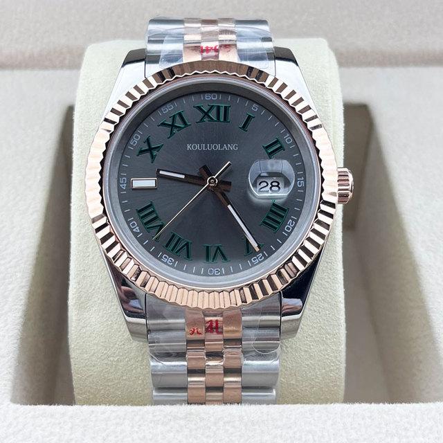 

Мужские механические часы 41 мм, водонепроницаемые, автоматические, Miyota 8215, светящийся серый ремешок Dail Rose Glod Jubilee