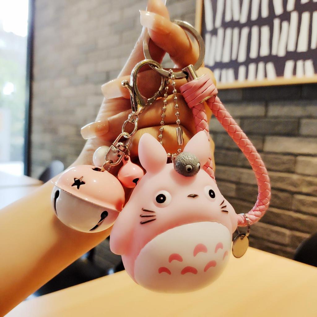 Simpatico portachiavi con animali Totoro in pelliccia, portachiavi da uomo o da donna, portachiavi da donna, portachiavi in metallo, borsa per auto, ciondolo con ciondolo