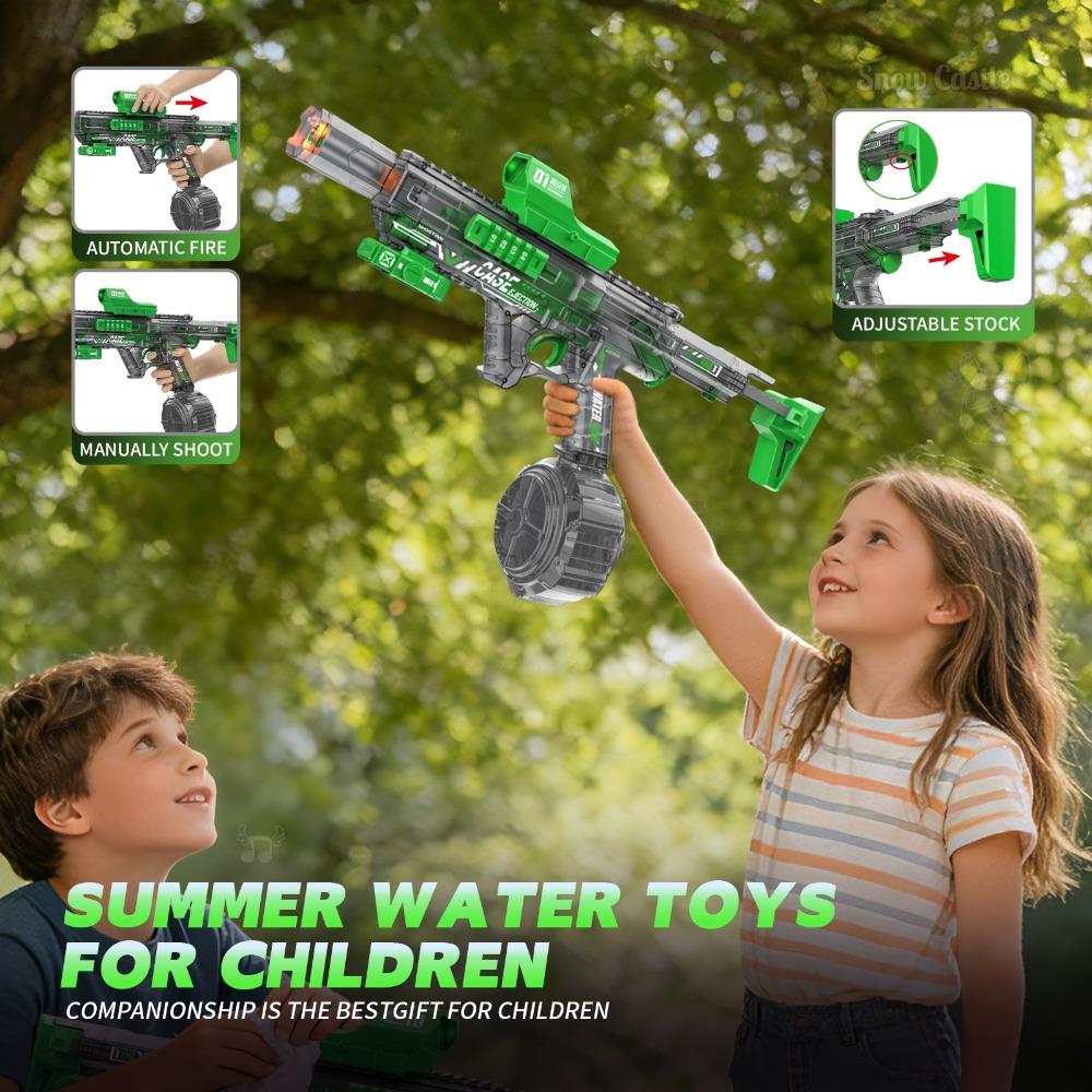 New Rechargeable Electric Water Gun for Kids Flashing Lights Fast Shooting Long Range Perfect for Summer Outdoor Water Play