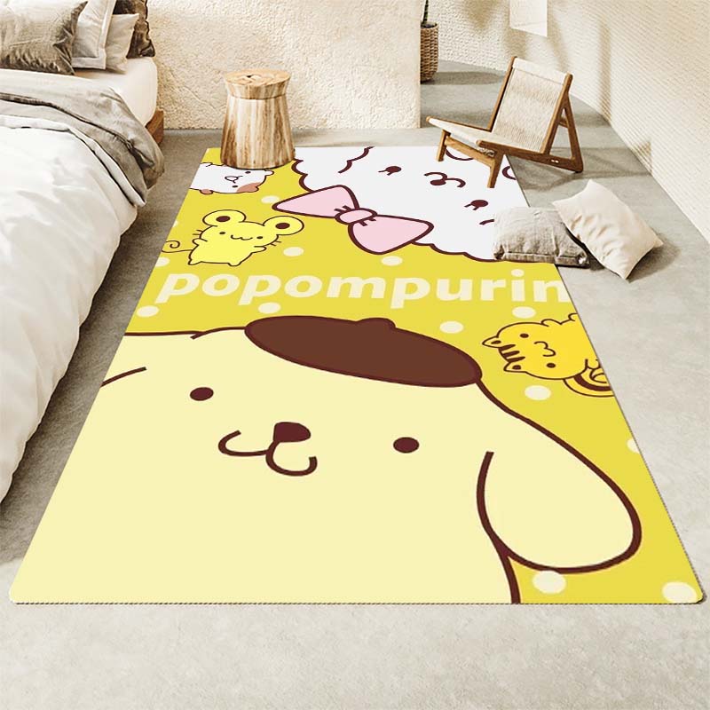 Cute Pompom Dog print decorative rug, perfect for the bedroom, bedside, doorway, or living room as a housewarming gift.