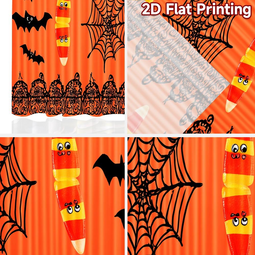 2D FLAT PRINTING 2pcs Curtains (Without Rod) Halloween Candy and Bats Easter Festival Popular Curtains&Drapes Versatile
