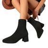 Leopard Print Square Toe Thick Heel Fashion Women's Boots Suede Autumn and Winter High Heels Short Boots Plus Size 35-43