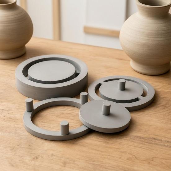 Clay Base Molding Tool 1 Set Pottery Foot Ring Tools, Maker, Aligned Template, Even Press for Bowls And Mugs, Studios,