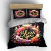 Floral Wreath Set for Blessings kid's and adults' bedroom decor, Exquisite three-piece bedding set gift