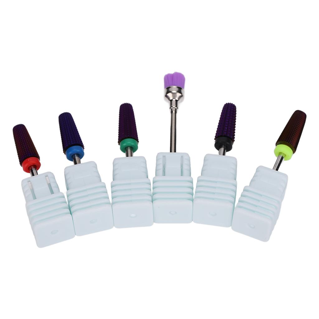 Nail Drill Bits Set Tungsten Steel Gel Polish Removal Dust Brush Nail Polishing Grinding Head