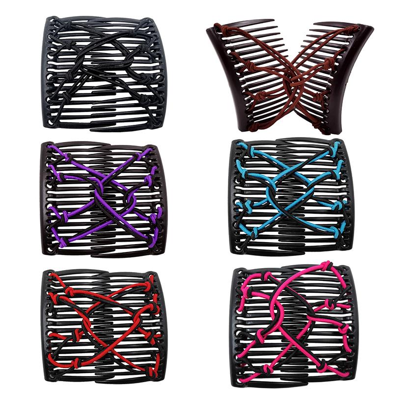 Magic Hair Claws Tuck Comb Updo Elastic Hair Clip Stretchy Knotted Double Comb Elastic Hair Combs Ponytail Holder Barrettes