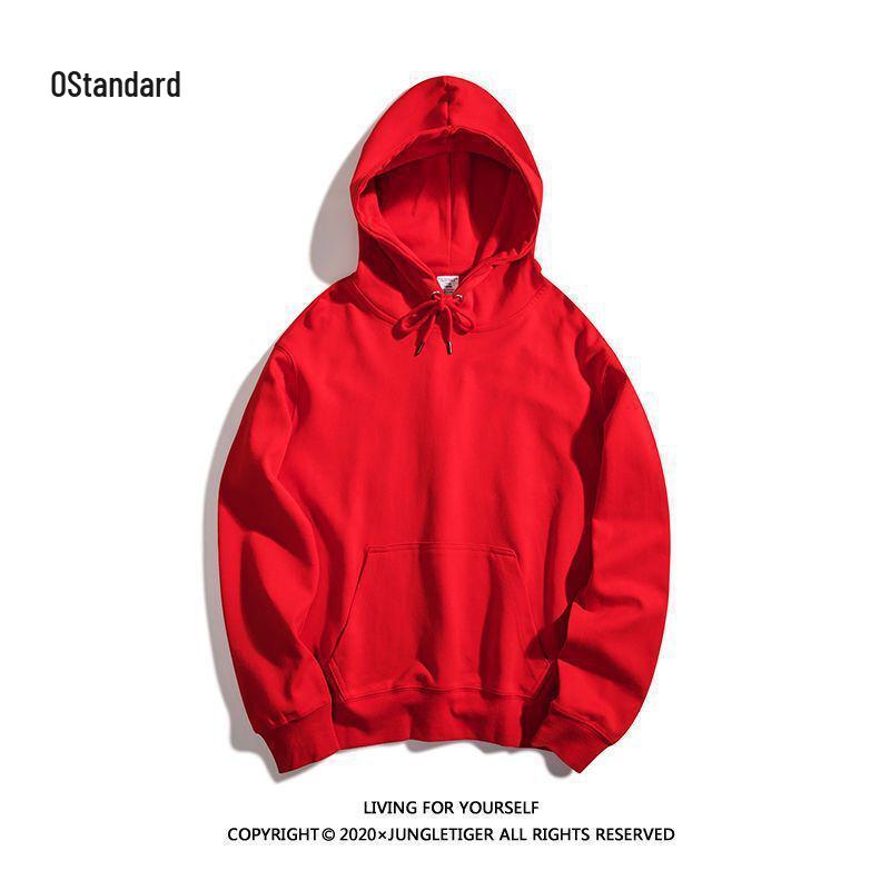 Men's Dark Green High-Gloss Heavy Oversized Hooded Sweatshirt for Autumn/Winter, Plus Velvet, Basic Style.