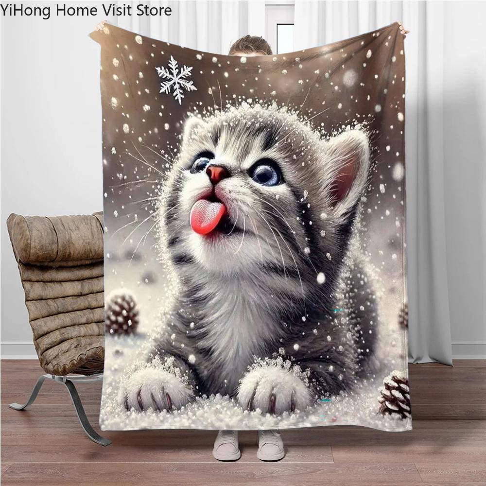 Uroczy Królik na Śniegu Flanelowy Koc Domowy Sofa Przerwa na Lunch Koce do Łóżka Dzieci Student Koc Pokrowiec na Drzemkę Prezent dla Dzieci