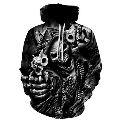 2024 Sıcak Yeni Kafatası Erkek Kapşonlu Sweatshirt 3D Baskı Komik Hip Hop Kapşonlular Gotik Punk giyim sonbahar ceket Erkek spor giyim