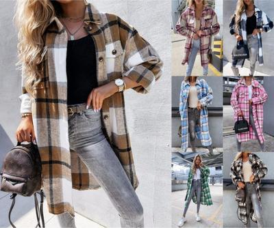 Autumn/Winter 2021 Women's Casual Plaid Long-Sleeve Shirt Jacket