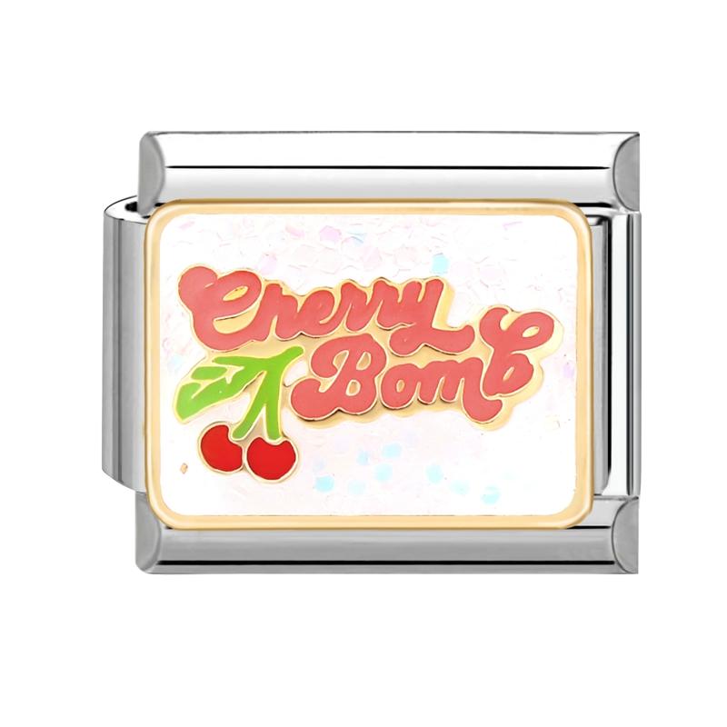 New Y2K Colorful Glaze English Word Italian Charm Link fit 9mm Stainless Steel Jewelry DIY Making Bracelets For Gifts
