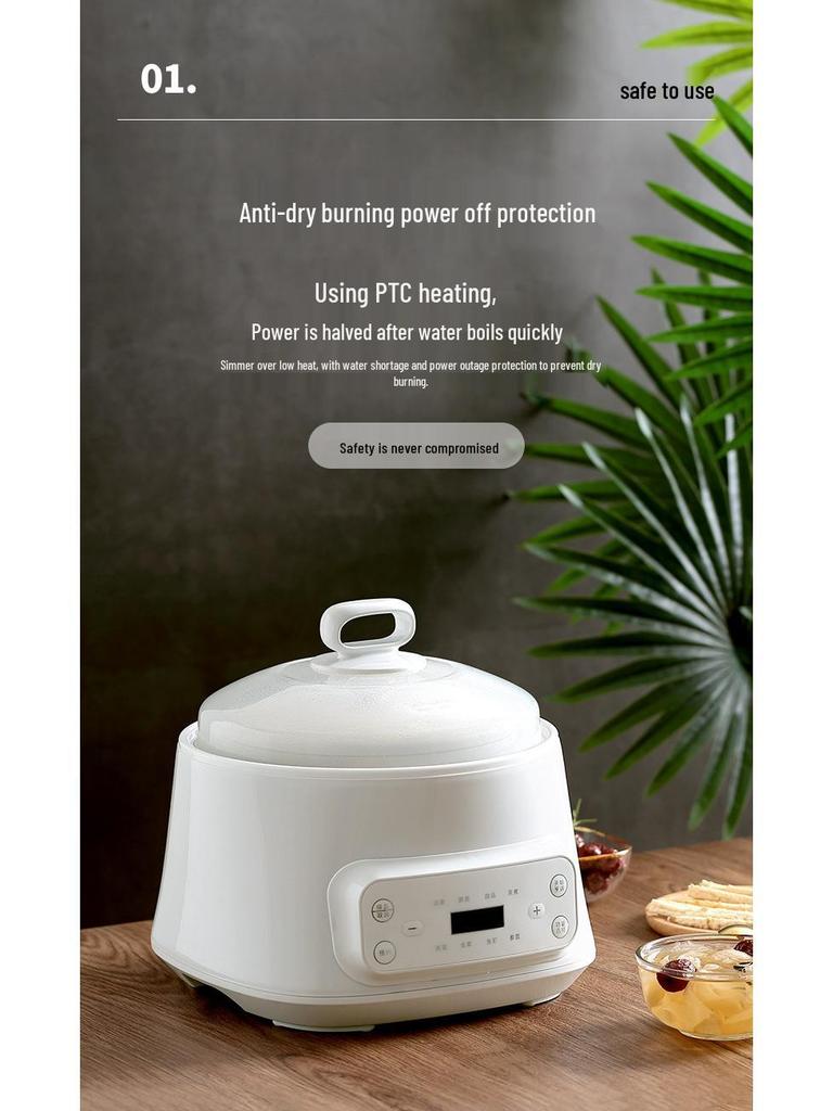 Ceramic Double-Boiler Stew Pot, 110V Electric Multi-Functional with Inner Pots and Stewing Cups, Fully Automatic for Soup and Bird's Nest.