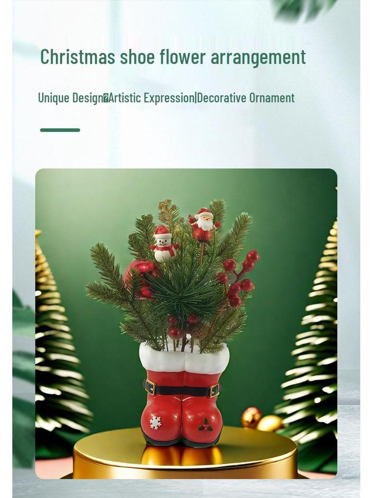 Креативна смоляна різдвяна взуттєва ваза-прикраса для святкових квіткових композицій