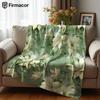 Green White Floral Ultra Soft Sherpa Fleece Blanket Fluffy Warm Halloween Cozy Throw for Sofa Couch Bedroom Gift All season