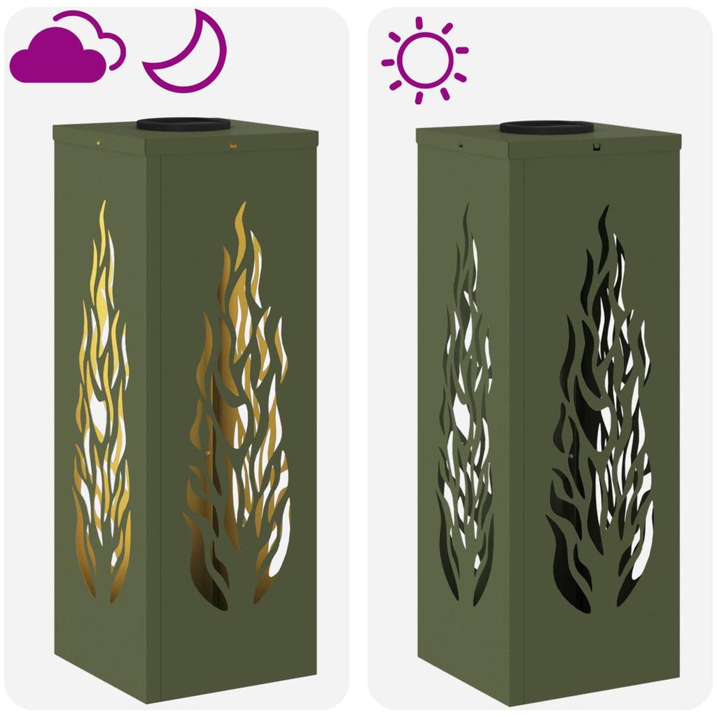 Solar LED Path Light 2 Pcs Olive Green Cold Rolled Steel