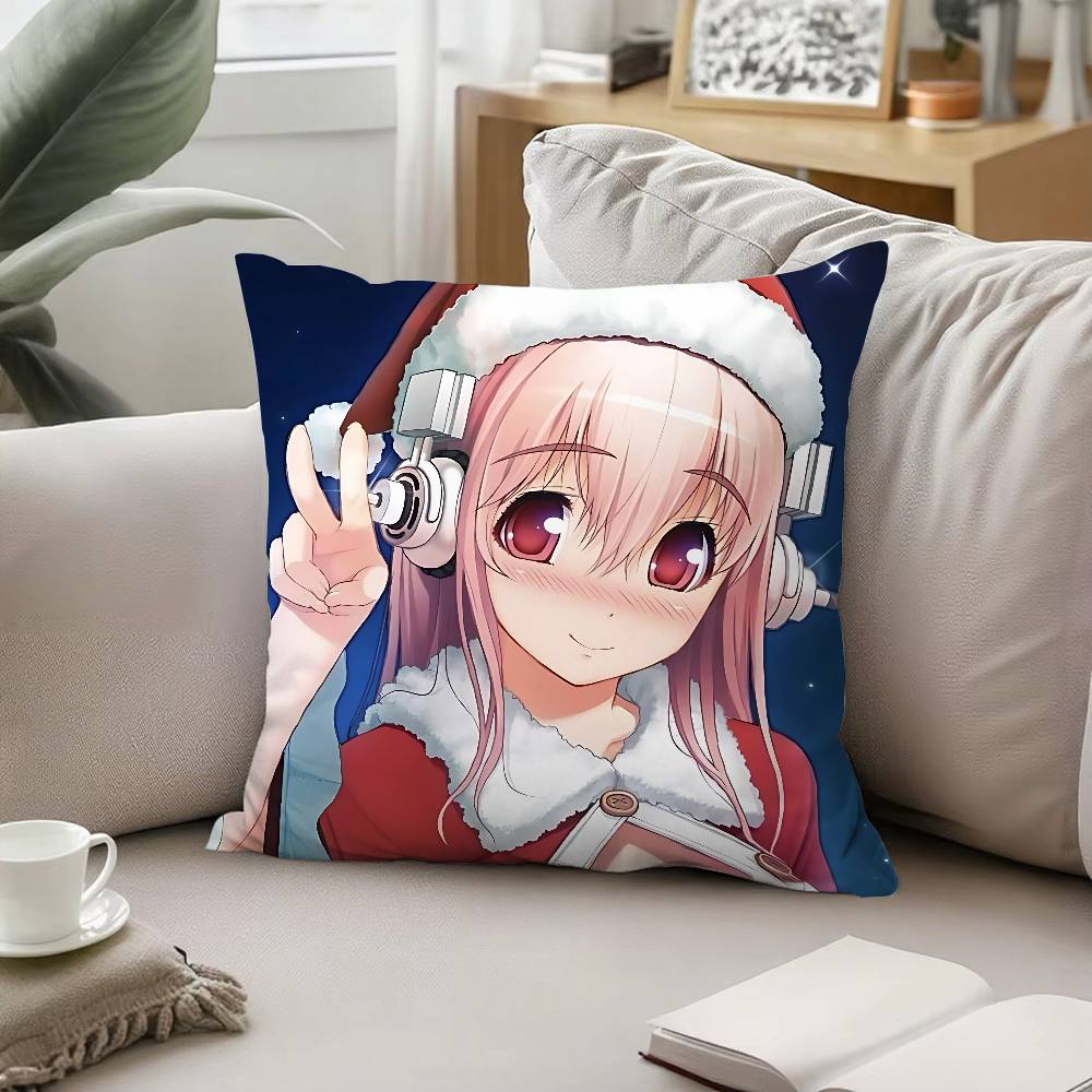 Cute SSUPER SONICO Throw Pillow Covers Pattern Cushion Cover Suitable For Sofa Bedroom Car Pillow Cover