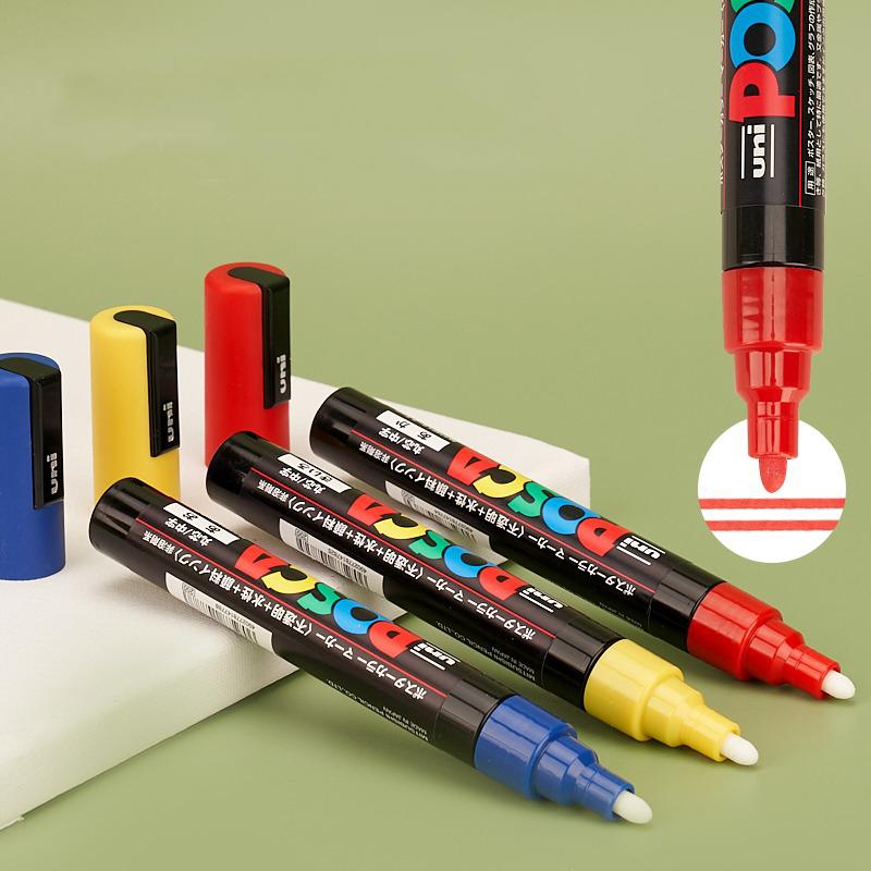 uni POSCA POP Water-Based Marker,Assorted Colors PC-1M/3M/5M 0.7~2.5mm Tips Professional Acrylic Paint Pen for Artists&Designers