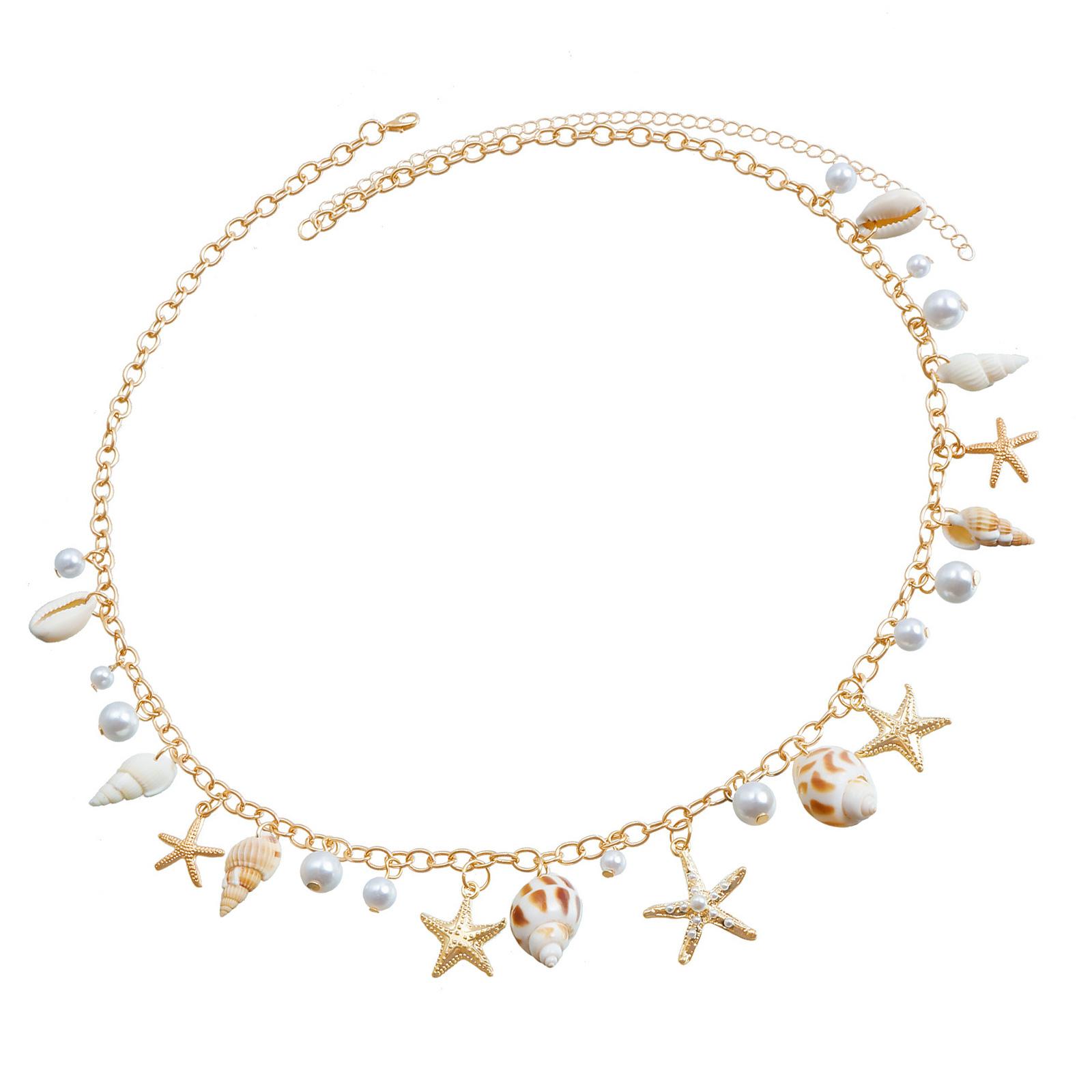 

Богемная летняя пляжная цепочка-ракушка с декоративным украшением на талию для женщин с морскими акцентами и регулируемой длиной A