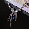 Retro Irregular Beaded Necklace With Butterfly Charm Jewelry Suitable For Daily Outfits