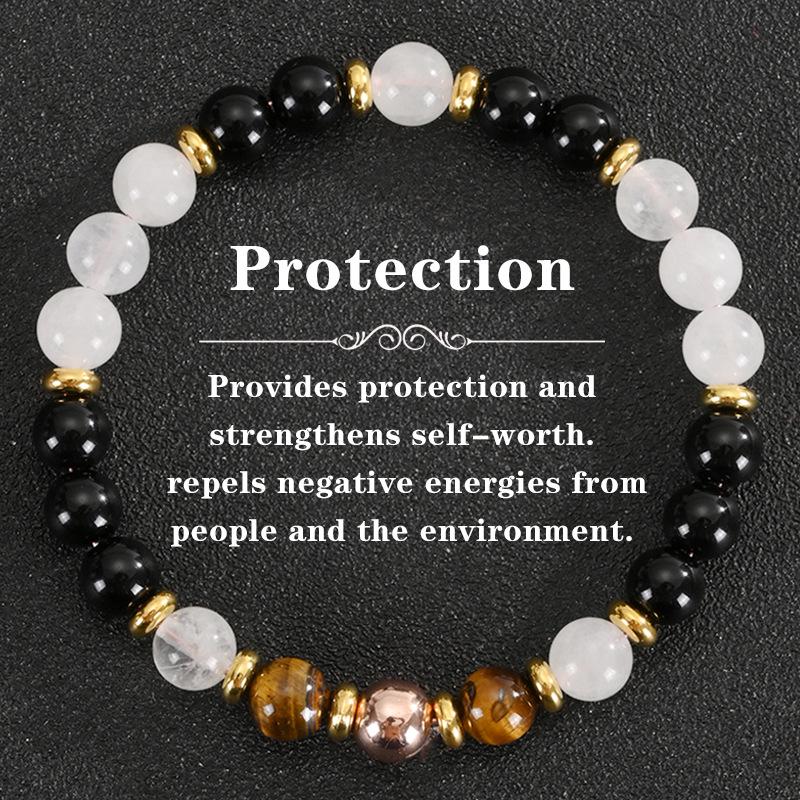 2025 Tiger Eye & Green Crystal Elastic Cord Wealth Bracelet - Handmade Jewelry