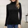Women Bottoming Tops High Collar Long Sleeve Slim Fit Pullover Tops Solid Color Basic Turtleneck Blouse Daily Wear