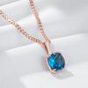 Shiny Blue Natural Zircon Pendant Necklace For Women Fashion  Rose Gold Color Vintage Party Daily Fine Jewelry