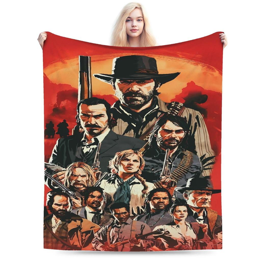 Red Dead Redemption 2 Blanket Warm Soft Graphic Plush Bedding Throws For Bedroom Airplane Travel Flannel Bedspread Bed Cover