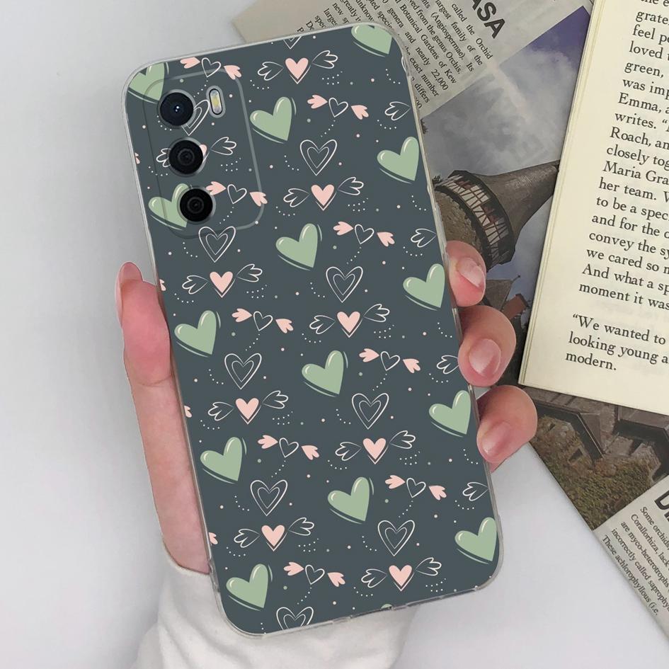 Phone Cases For Oppo A16 A16S A15 A15S A17 A17K A35 A58 Fashion Colorful Love Heart Pattern New Upgrade Clear Silicone Screen Protector For Oppo Shell