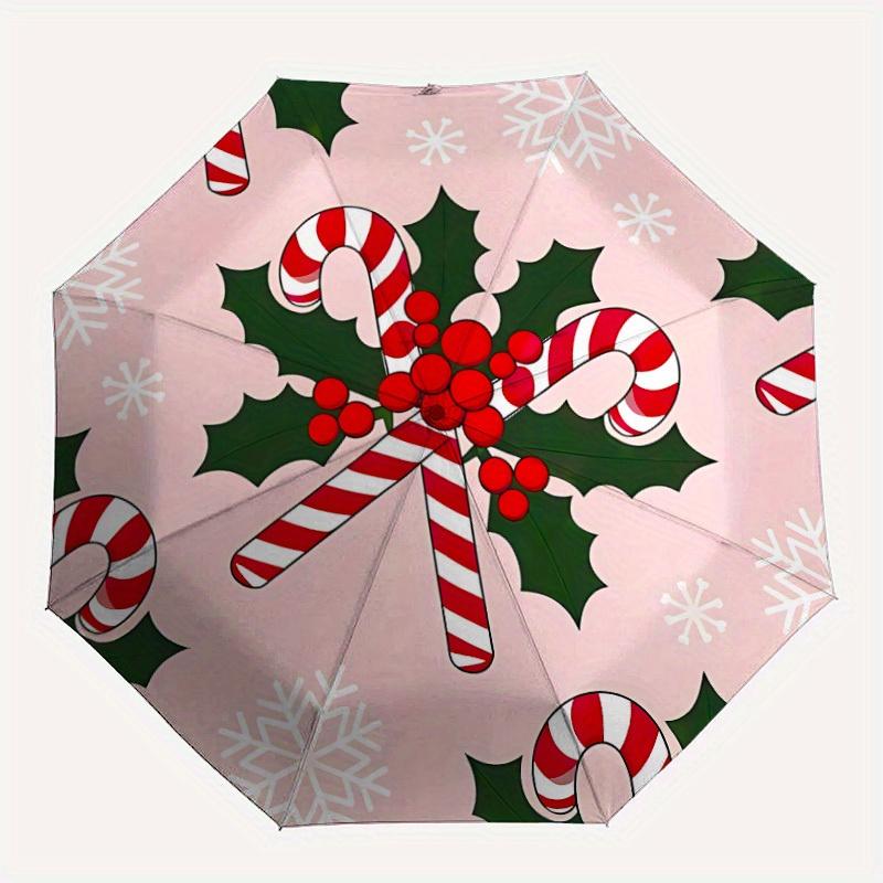 

1pc Candy Cane Automatic Open/close Folding Umbrella, Compact Portable Travel Umbrella,Durable Construction yy250814139