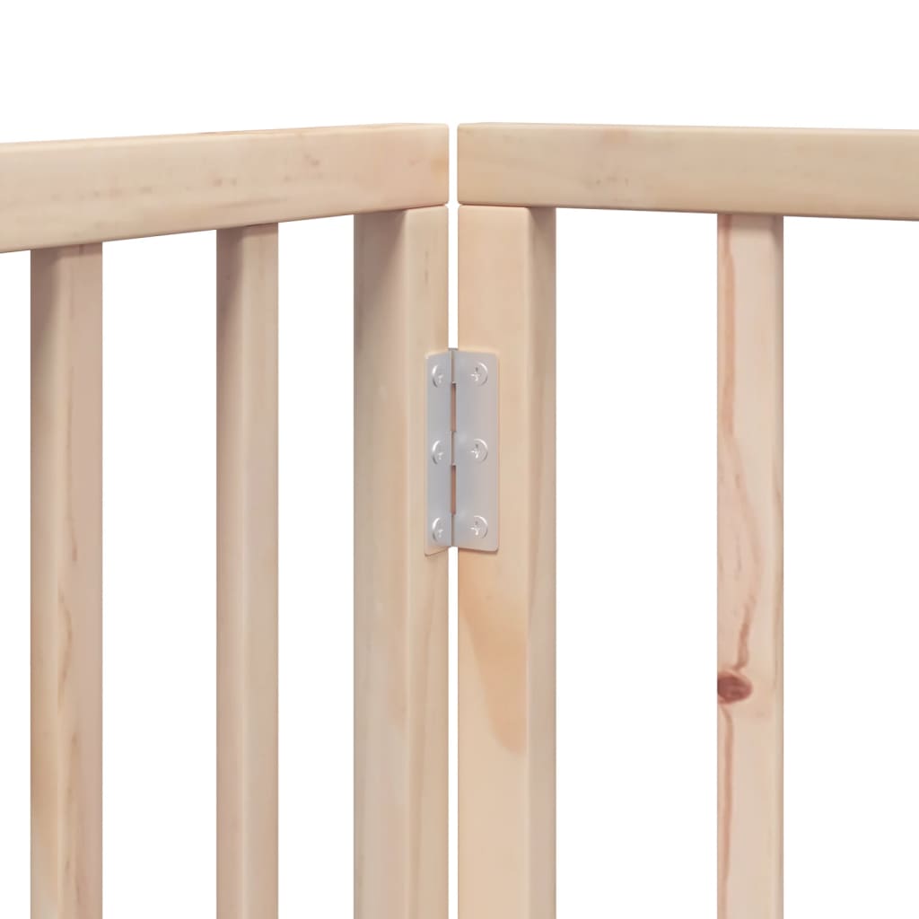 Foldable Dog Gate with Door 4 Panels 320 cm Poplar Wood