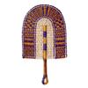 Colorful Striped Patterns Seagrass Woven Fan Vintage Anti-Mosquito Hand Braided Fan Natural Portable Cattail Fan School/Office