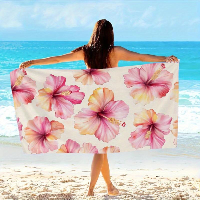 Tropische Hibiskusblume Strandtuch, Schnelltrocknendes Weiches Mikrofaserhandtuch für den Sommerurlaub