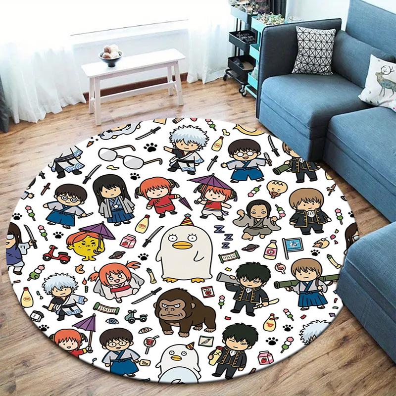 Gintama Round Area Rug Carpet Rug For Living Room Bedroom Sofa Playroom Decor Nonslip Floor Mat