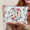 Sports Theme Pouch Portable Travel Cosmetic Bag Foldable Storage Bag Wear-Resistant Soccer Print Cosmetic Bag For Sports-Themed