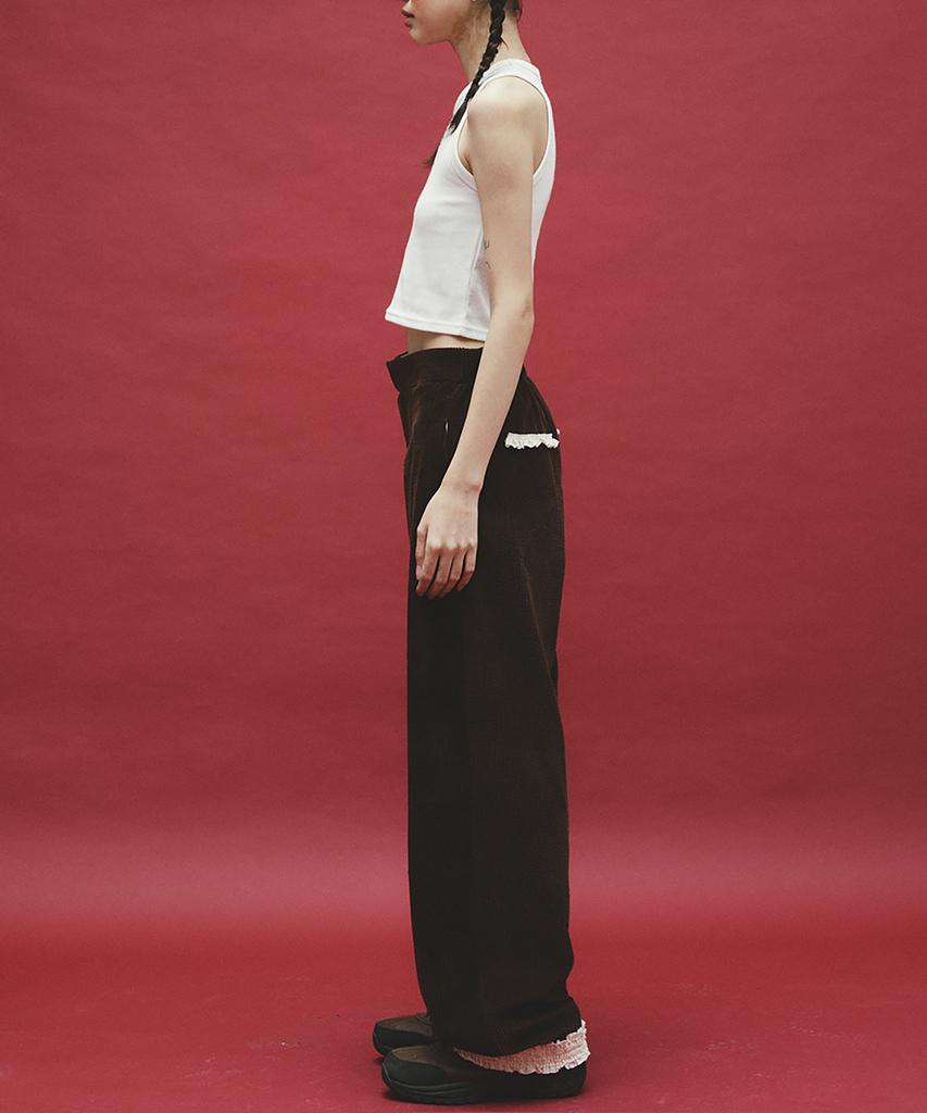 COCANCL Ccl Frilly Corduroy Pants/Brown