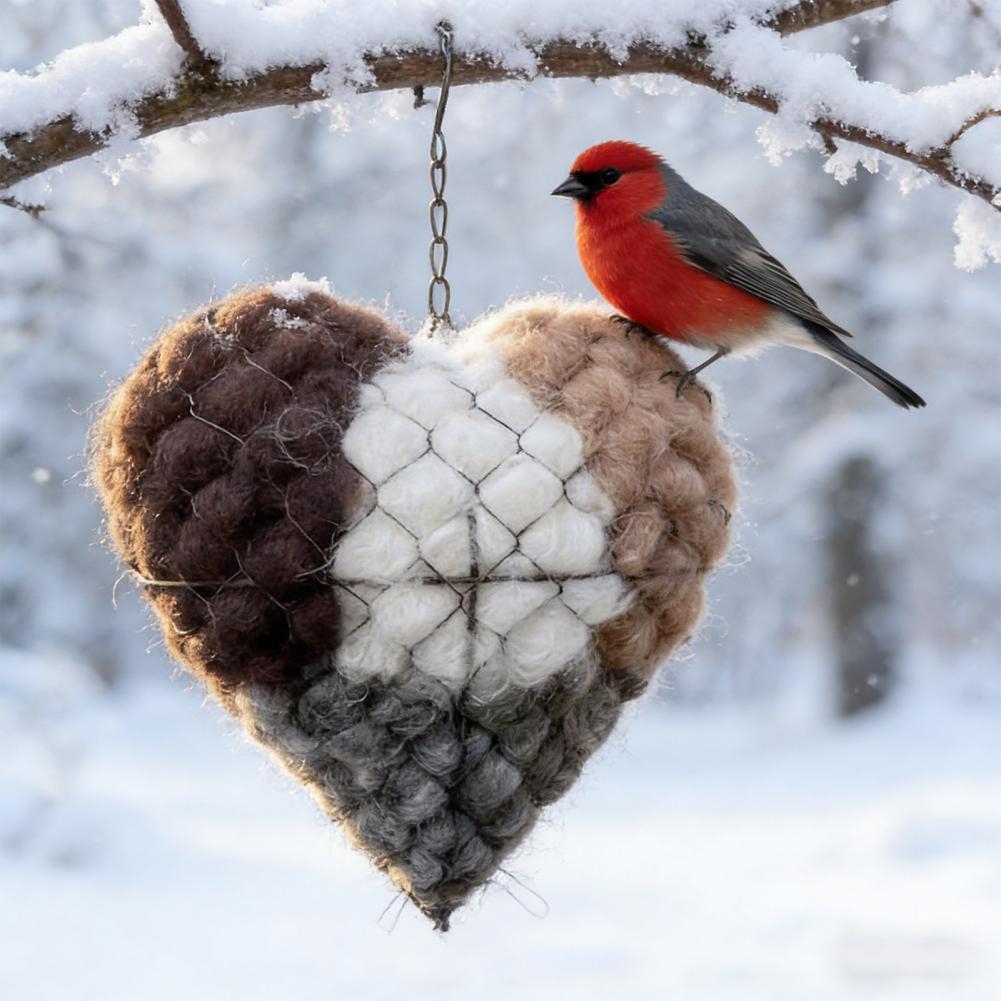 Bird Nesting House Bird Nesting Heart Holder Metal Birdhouse with Hook Hummingbird Nest Material Station for Wild Birds Outdoor